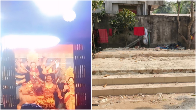 'দেড়শ’ বছরের পুরনো দুর্গা মন্দির ভাঙচুর করে জমি দখলের অভিযোগ