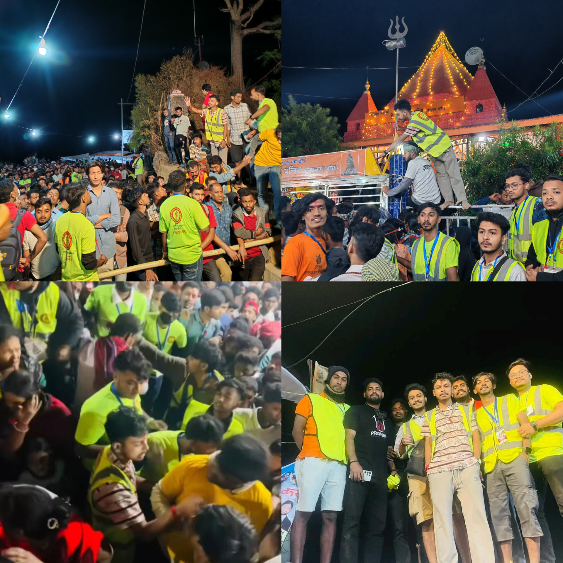 চন্দ্রনাথ মন্দিরে হিন্দু মহাসংঘের ৩০০ সদস্যের এবং বিরূপাক্ষ ও মূল মন্দিরে ৫০ সদস্যের টিম নিয়ে টিম্পল পালের নেতৃত্বে  সেবাকর্ম পরিচালিত হয়
